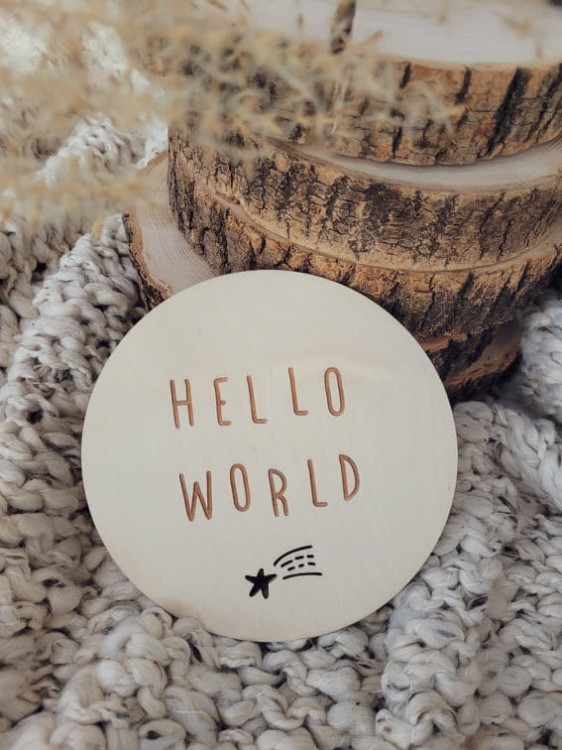 HELLO WORLD plakietka do zdjęć z gwiazdką