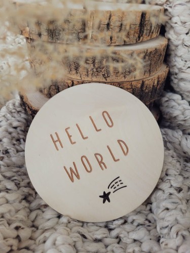 HELLO WORLD plakietka do zdjęć z gwiazdką