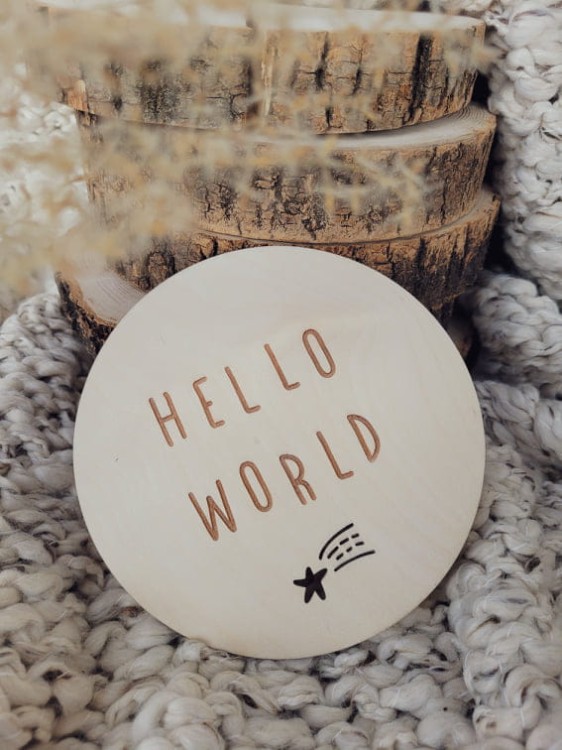 HELLO WORLD plakietka do zdjęć z gwiazdką