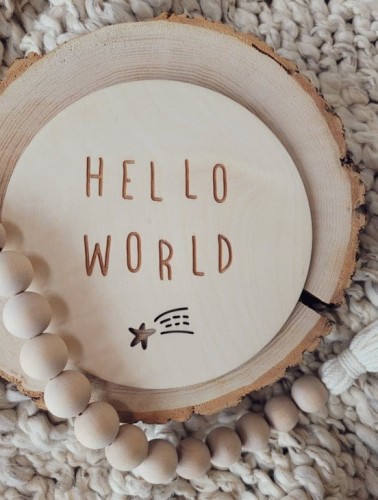 HELLO WORLD plakietka do zdjęć z gwiazdką