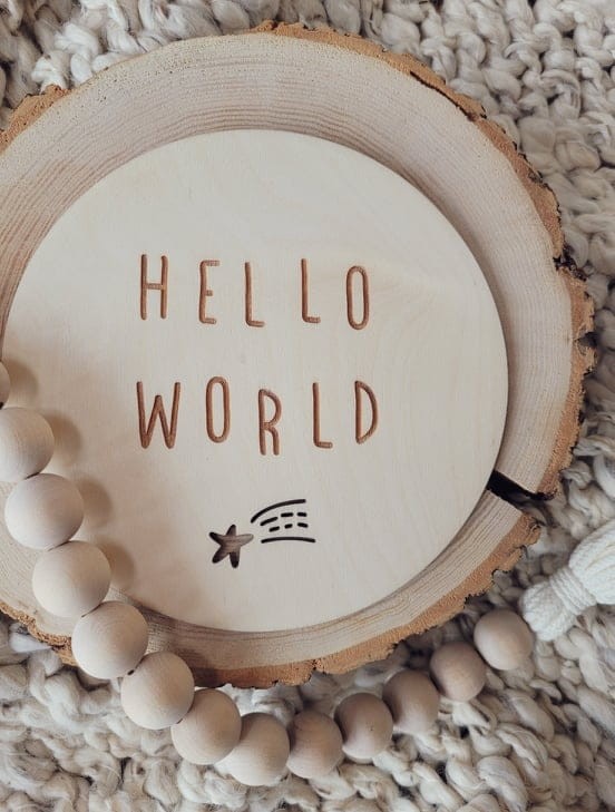 HELLO WORLD plakietka do zdjęć z gwiazdką