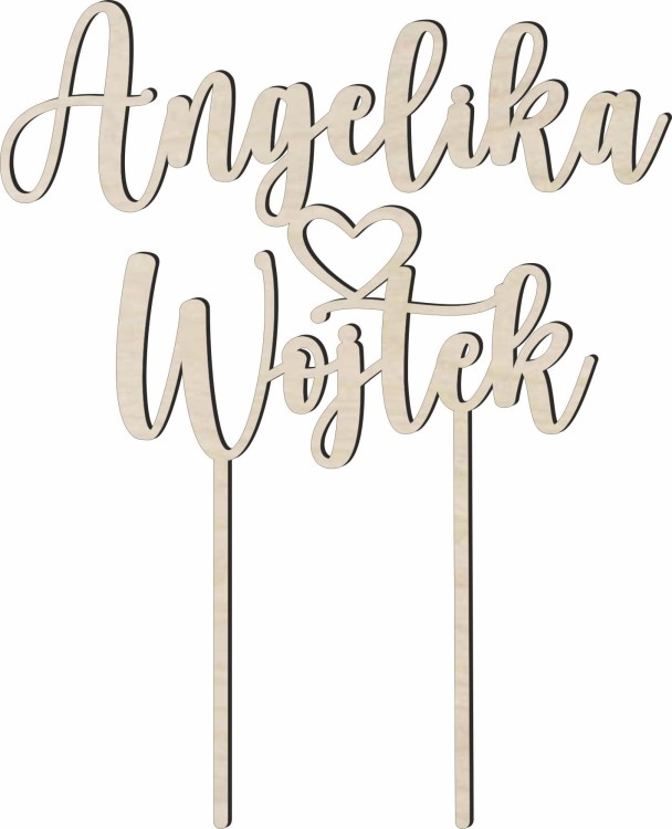 Topper weselny z serduszkiem