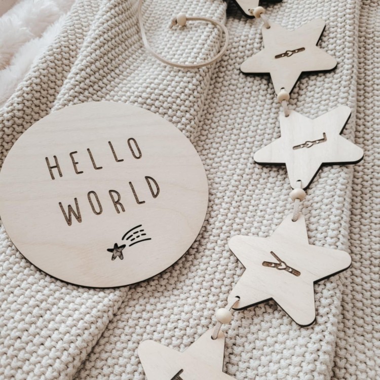 HELLO WORLD plakietka do zdjęć z gwiazdką