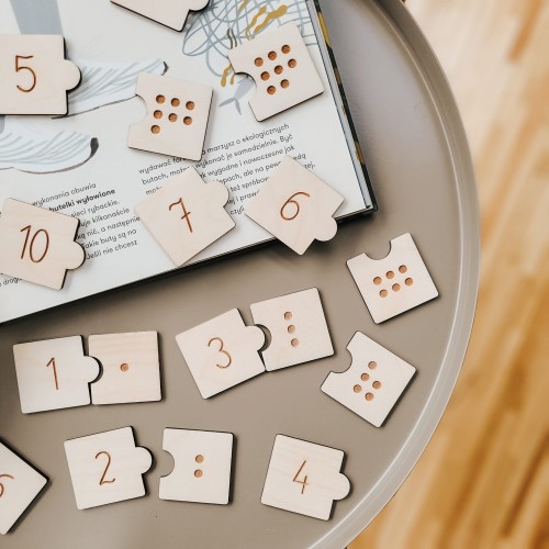 Drewniane PUZZLE do nauki cyferek