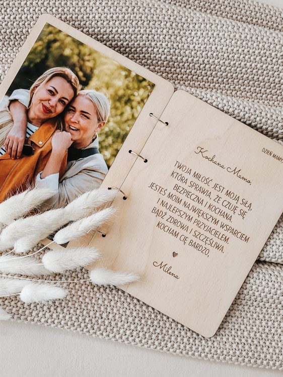 M JAK MAMA personalizowana drewniana kartka