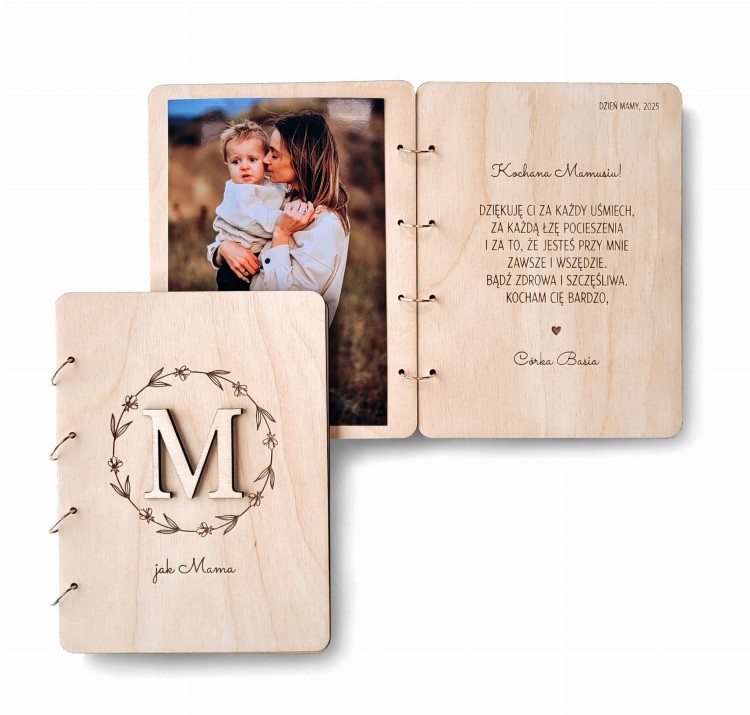 M JAK MAMA personalizowana drewniana kartka