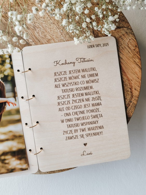 T jak TATA personalizowana drewniana kartka
