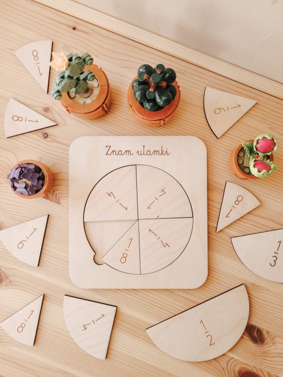 Drewniana układanka edukacyjna ZNAM UŁAMKI