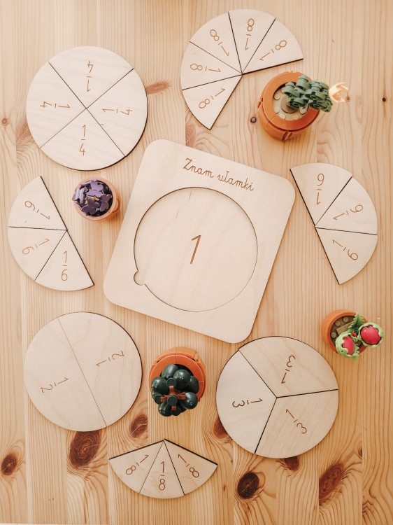 Drewniana układanka edukacyjna ZNAM UŁAMKI